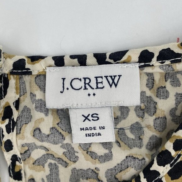 J. Crew Style AL520 Leopard Print Puff Sleeve Poplin Top Size XS - Picture 4 of 8